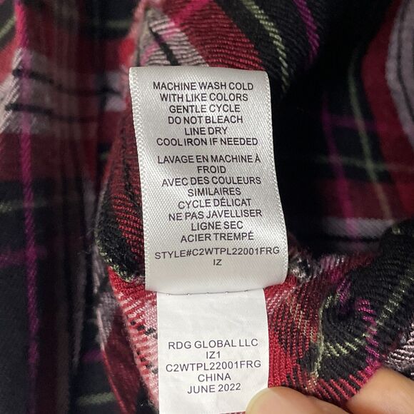 Casa Cabana Shirt Women's Black & Red Plaid Long Sleeve Button Up Flannel Small - Picture 7 of 8